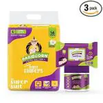 Babiecorn Baby Diapers, L With Wet Wipes And Diaper Rash Cream (Combo Of 3)
