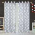 EISMOURAH 240 cm (8 ft) Tissue Transparent Long Door Curtain (Pack Of 2) (Floral, White)