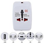 royalcool White Universal Travel Adapter Plug With Dual Usb For World Wise Use - White