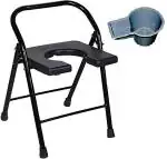 Kds Surgical Black Comfort premium Folding Commode Chair/Stool With back Rest - Black