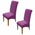 HOKIPO Velvet LONG BACK Chair Covers Set of 2, Purple (AR-4760-PR*2)