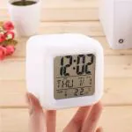 HEMIZA Smart Digital Alarm Clock for Bedroom Heavy Sleepers Students with Automatic 7 Colour Changing LED Digital Alarm Clock