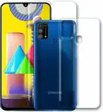 Vizio Galaxy M31 Front And Back 9H Hardness Clear Tempered Glass Screen Protector with Dry and Wet Wipe 15 x 8 x 1.3 cm