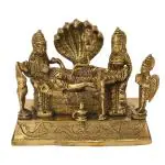 Kalarambh Brass Vishnu Padmavati Devi Idol Murti Statue for Pooja Puja Mandir Table Decor Gift Items Collectible Handicraft Art, Yellow, 7 x 3.8 x 5.9 Inch (L x W x H)