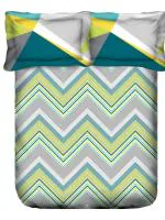 TRIDENT Carnival Gift Box Collection , 100% Cotton Bed Sheet, 3-Piece Set, 1 Bedsheet and 2 Pillowcases , Anti Microbial Finish, 144 Thread Count,Queen Size Sheet ,Benett Aqua (228Cm*254Cm)
