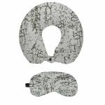 Travel Neck Pillow and Eye mask Set for Car Travel, Printed Velvet Neck Rest, Flights for Men and Women, Head and Neck Rest Support, Light Grey