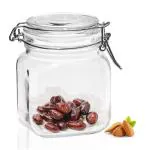 Pure Source India Glass Steel Lock Jar Airtight Lid Wide Mouth Storage Jar/Food Storage/Stainless Steel 5.5 inch (Clear) (800ml) (1 PCS)