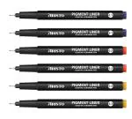 Aristo 0.1, 0.2, 0.3mm Pigment Liner - 2 Each - 6 Pen Set, Waterproof Quick Drying Light & Water-Resistant Highly Pigmented Black Ink, Ideal for Technical Drawing Sketching Illustration Outline Mandala Pen