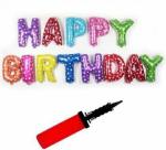 FANEX Solid Happy Birthday Foil Balloons with Pump (Pack of 14)