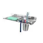 CUROVIT Stainless Steel Qube Soap Dish & Tumbler Set/Soap Holder for Bathroom/Bathroom Brush Stand Wall Mount in Chrome Finish for Wash Area/Bathroom Fittings.