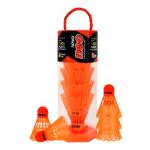 Nongi NEO Plastic Badminton shuttle pack of 5 for indoor outdoor badminton sports Plastic Shuttle - Orange (Medium, 77, Pack of 5)