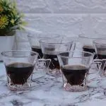 VIBEIN Irish Coffee Mug with Handle- 250ml Diamond Crystal Clear Mug Set of 6