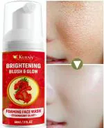 KURAIY PURE STRAWBERRY Cleansing Mousse Moisturizing Oil Control Deep Cleaning Mites Removal Acne Facial Cleanser Foam Skin Brightening