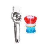 URBAN BUY Stainless Steel Lemon Squeezers With Kitchen Cleaning Sink Brush and Multicolour, (Pack of 2)