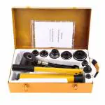 VOLTZ tools SYK-8B Hydraulic Knock Punches Professional 22mm to 60mm 8 Ton Hydraulic Knockout Punches Metal Hole Complete Puncher Driver Kit Tool Set with Carrying Case (Yellow, 6 DIES)