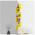 TFS Zigzag Shape Corner Wall Mount Shelf unit / Book Shelf / Wall Decoration MDF (Medium Density Fiber) Wall Shelf (Number of Shelves - 5, Yellow)