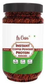 La Casa Vegan Instant Coffee Powder Mix - Protein Enriched | No Sugar & for Hot/Cold Coffee | Vegan & Keto Friendly | 70g |