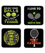 Whats Your Kick Tennis Games Do it With Passion Quotes Printed Set of 4 Coaster With Metal Stand