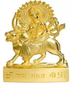 Chkoteravatiya Gupangam Beautiful Durga Maa/Sherawali Maa idol 11cm for Home/Cardashboard/Temple/office Decorative Showpiece - 11 cm (Metal, Gold)
