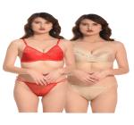 ROSE ENTERPRISES Rose Non Padded Non wired Seamless Solid, Sexy Set Red Cream