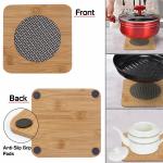 CASA-NEST Square Shape Heating Insulation Resistant Natural BambooWooden Coaster,Set of 6 PCS Heat Table Ware Pad Place mat for Hot Coffee,Bowl Tea Cup, Home, Kitchen Dining Pan Pot Holder