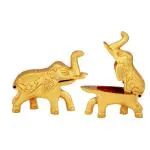 CRAFTAM Oxidised Metal Elephant Shape Sindoor Kumkum Holder ( 2 Pcs)