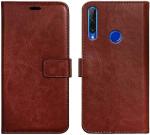 MV Huawei Honor 20i Brown Leather Shock Absorption Mobile Flip Cover With Holder