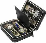 axaka 4 Slot Black PU Leather Watch case Travel Watch Box