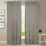 Parda Online Grey Linen Solid Eyelet Plain Window Curtain 9ft, (Pack of 1)