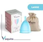 Reusable Basic Menstrual Cup for Women | Large Size with Pouch | Ultra Soft, Odor and Rash Free | 100% Medical Grade Silicone | No Leakage | 007 Blue (Pack of 1)