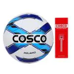 Cosco Milano synthetic-fiber Foot Ball, Size 5 (White/Blue/Black)
