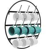 MADHAV Wall Mount Metal Mug Rack Vertical Wall Mounted Storage Display Organizer with Hooks