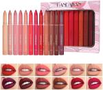DAIMANPU HANDAIYAN 12 Colors Matte Lipstick Crayon Lip Liner Velvet Pencil Red Pigments Long lasting (Mullticolor, 12 g)
