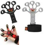 Fitness Rocket New Finger Gripper- Strengthener for Climbing, Guitar, Forearm,Exerciser for Hand, Finger, and Wrist Muscles-Compact and Portable Finger Stretcher (Black & Grey 2pc)