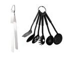 Urban Buy Stainless Steel Roti Chimta Tong With 6 Pcs Plastic Black Palta Set and Multicolour, Pack of 2