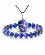 Reikved Lapis Lazuli Bracelet Gemini Birthstone With Tumble Pendant