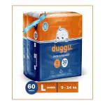 Duggu Baby Diapers Pants | UP to 10 hrs Absorption | 9 - 14 Kg | Large Pack 2 (30) - L (60 Pieces)
