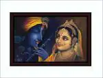 saf Acrylic Glass Large Cherry Premium Framed Radha Krishna Acrylic 14 inch x 20 inch Painting (With Frame)