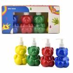 Scoobies | Teddy Bear Finger Paints | Cutesy Teddy Bear Shape | Pack of 4 With Dispenser | Non-Toxic Organic Paint | DIY Art & Craft Joy Kit