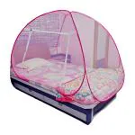 UNIFAIR Polyester Washable Mosquito Net for Single Bed Standard Size Foldable Machardani Polyester Strong Net Pink-Pink