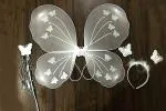 Kunya Baby Girl's Fairy Butterfly Wings Costume Butterfly Fairy Angel Wing, Wand And Hairband(White)