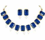 Gyaan Jewels Handmade Gold Plated Alloy Earring and Necklace Set Blue (Women, Girls) Free Size