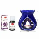 HEM Mystic Lavender Scented Oil 10 ml with Blue Pot and 1 Tealight Candle