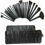 AVTY Professional Wood Make Up Brushes Sets With Leather Storage Pouch (Pack of 24) (Pack of 24)