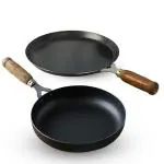 The Indus Valley Pre-Seasoned Iron Cookware Set | Fry Pan (24.7 cm) + Tawa (26 cm) | Kitchen Cooking Combo Pots and Pans Set of 2Pcs | Naturally Nonstick