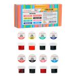 Colourmist Icing Colors Assorted 7.5g each, Pack Of 8 Food Colour Set (Super Red, Christmas Red, Lemon Yellow, Coal Black, Forest Green, Rose Pink, Royal Blue, Sky Blue) For Cake Batter, Icing, Buttercream Frosting, Royal Icing - BV 3019