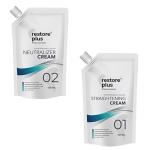 Restore Plus Professionals Hair Straightening Cream And Hair Neutralizer Cream 500 GM Each for Glossy And Silky Hairs pack of 3