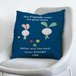 Indigifts Printed Cushion Cover with Filler | Best Friend Quotes | Polysatin | 12x12 Inches | Comfortable Blue Cushions | Friends Cushion Pillow| Gift for Friends Birthday