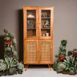 Suryavanshi Solid Sheesham Wood 4 Door & 5 Closed Shelves Storage Kitchen Cabinet Solid Wood Crockery Cabinet