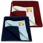 BeyBee Polycotton Waterproof Baby Bed Protector Dry Sheet - Dark Blue, Pink, Small (pack of 2)